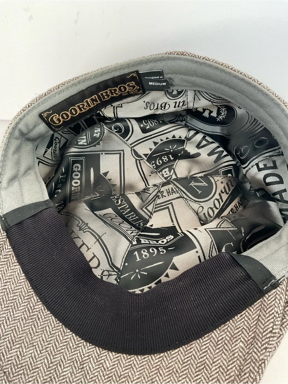 Goorin Bros Brown-Gray Herringbone Newsboy Flat Cap
